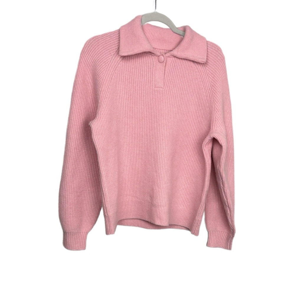 NWT Aerie Classic Quarter Button Sweater Small Club Pink